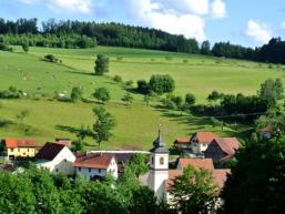 Umgeben von Weiden und Wald