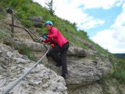 Klettern wie in den Alpen auf dem Klettersteig im Spessart