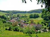 Blick auf Weickersgrüben an der Fränkischen Saale